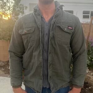 Olive military green dickie hoodie sweatshirt full zip jacket
